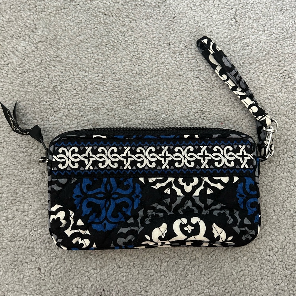Vera Bradley Black and Blue Patterned Wristlet